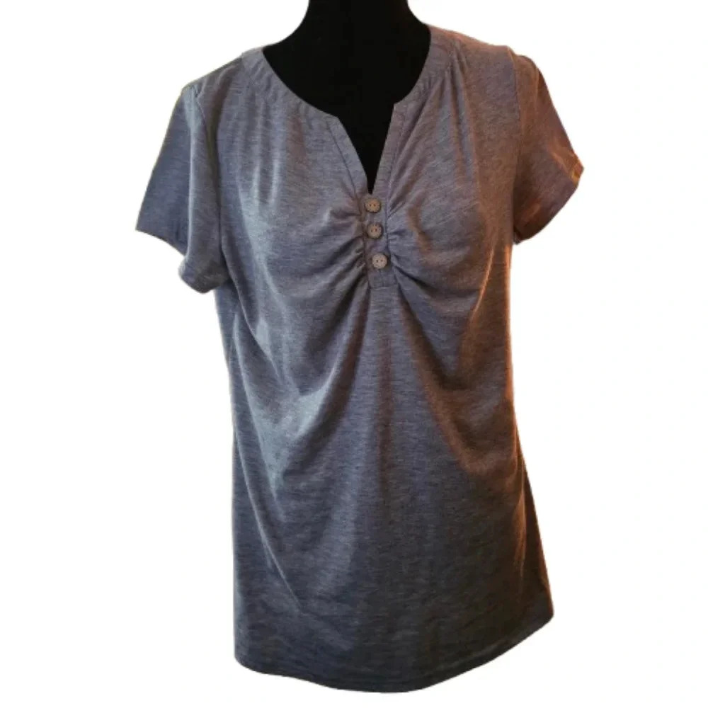 Yidarton Grey V-neck T-Shirt